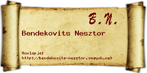 Bendekovits Nesztor névjegykártya